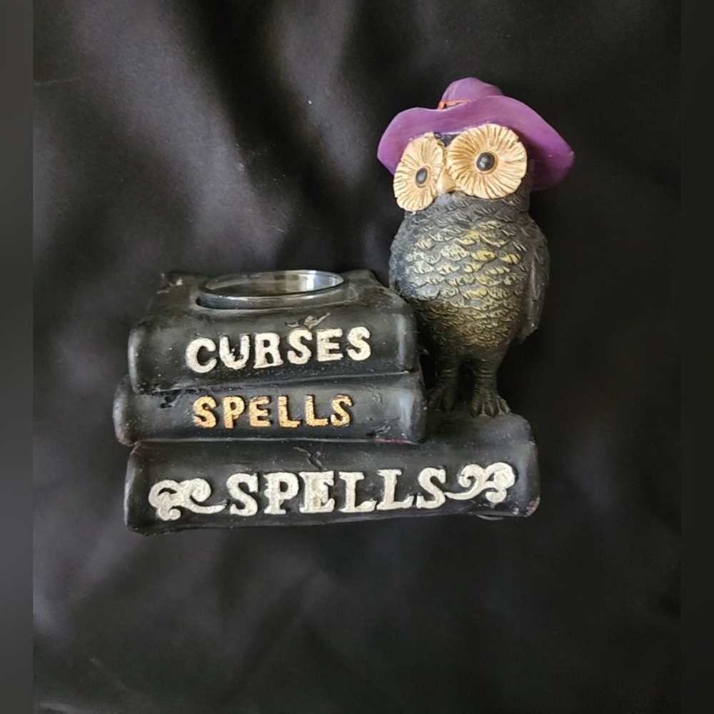 Witch Owl Tealight Candle holder Halloween Decor